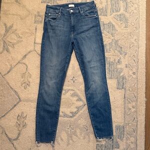 MOTHER High Waisted Looker Ankle Fray